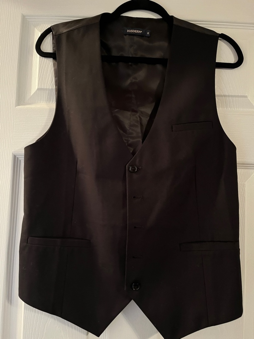 HISDERN Men's Black Formal Vest - Classic Tailored Waistcoat